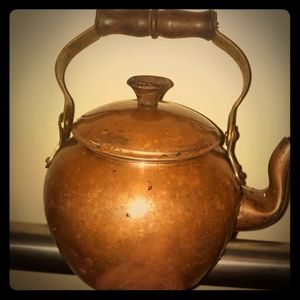 Antique copper tea kettle
